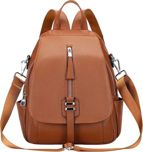 ALTOSY Genuine Leather Backpack for Women Convertible Shoulder Bag with Buckle Flap