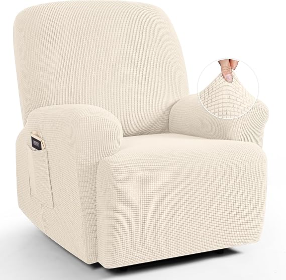 TAOCOCO Stretch Recliner Chair Covers 4 Piece, Beige