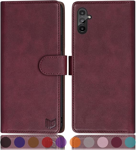 SUANPOT for Samsung Galaxy A13 5G Wallet case with RFID Blocking Credit Card Holder,Flip Book PU Leather Protective Cover Women Men for Samsung A13 Phone case(Wine Red)