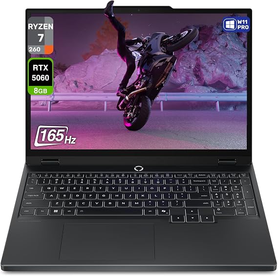 Lenovo Legion 5 Gen 10 Gaming Laptop, AMD Ryzen 7-260, 32 GB DDR5 RAM, 1 TB PCIe SSD, 15.1" WQXGA (2560x1600) Display, Nvidia G-Force RTX 5060, 24-Zone RGB Backlit Keyboard, W11 Pro, Eclipse Black