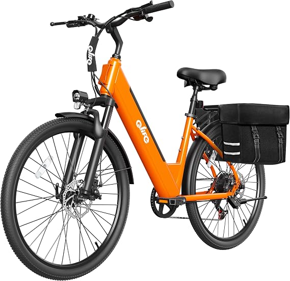 Qlife Cityone Electric Bike for Adults & Teens, Step-Through Commuter Ebike, 1000W Peak Motor, 55-Mile Range, 48V Removable Battery, 26-Inch City Tires, 7-Speed