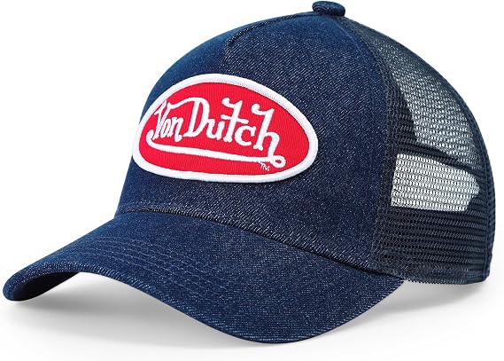 Von Dutch Kids Denim Trucker Hat | Adjustable Mesh Snapback with Logo Patch | Breathable Back | One Size Fits Most Kids