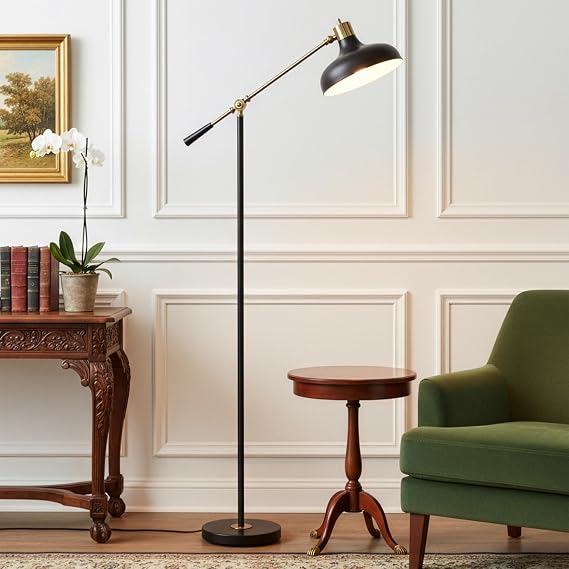 Brightech Wyatt LED Floor Lamp, Industrial Floor Lamp for Living Rooms & Offices Charming Farmhouse Floor Lamp, Adjustable Head Standing Lamp for Bedroom Reading, Stunning Living Room Decor