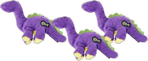 goDog 3 Pack of Just for Me Bruto Plush Dog Toys, Small, Purple, with Chew Guard Technology and Puncture-Proof Squeakers
