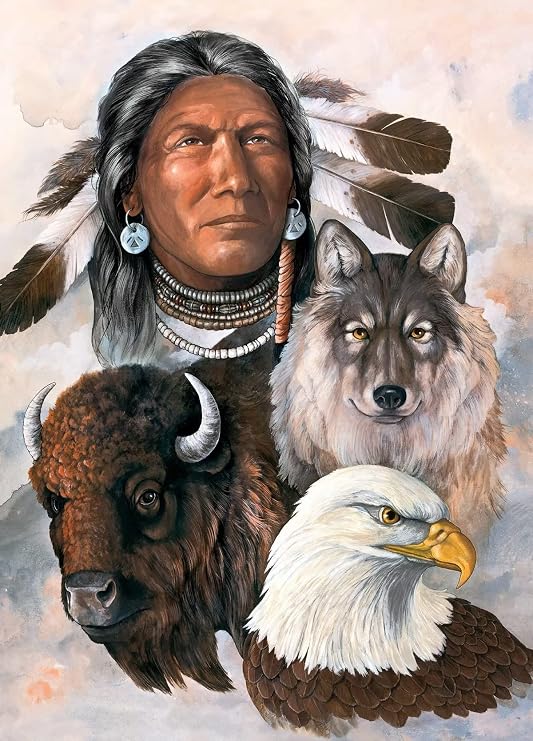 Native American Indian Wolf Eagle And American Bison Gifts For Native American Indian Funny Novelty Metal Wall Decor For Home Gate Garden Bars Cafes Man Cavees Wall Decor Poster Metal Sign 8X12 Inches