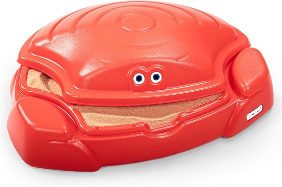 Simplay3 Coastal Crab Fully Assembled Sandbox for Kids, Toddler Outdoor Sand Box with Lid for Playground, Backyard, Ages 1.5 to 5 Years, Made in USA, Red