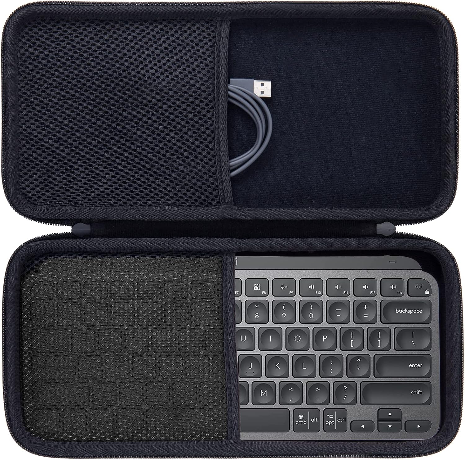 Aenllosi Hard Carrying Case Compatible with Logitech MX Keys Mini Advanced Wireless Illuminated Keyboard Black