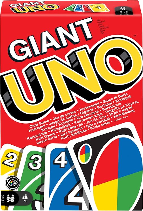 Mattel Games Giant UNO Family Card Game with 108 Oversized Cards and Instructions, Great Gift for Kids Ages 7 Years and Older