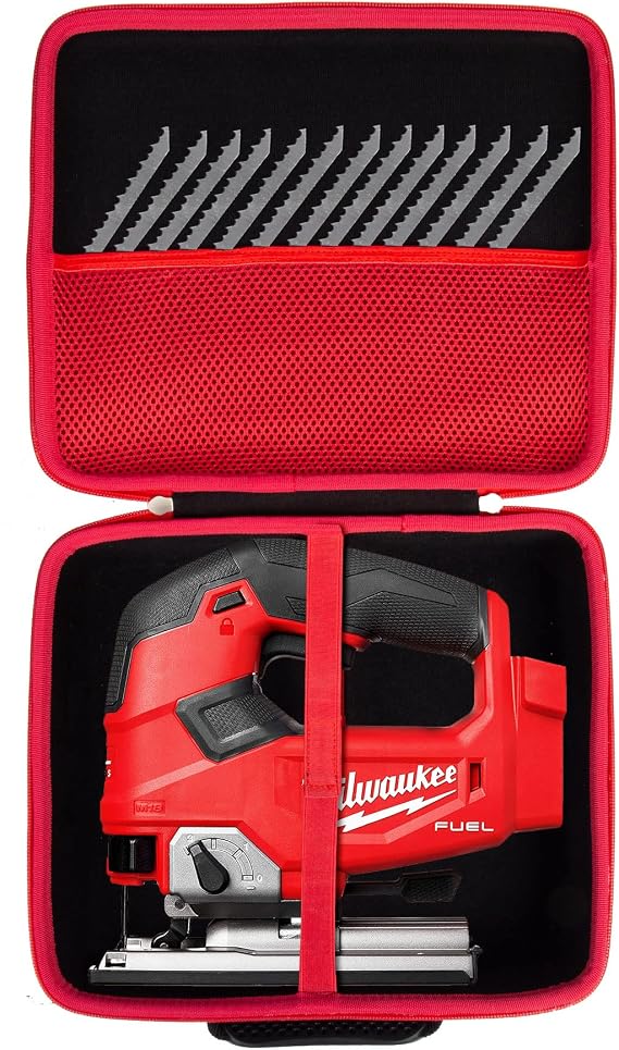 khanka Hard Storage Case for Milwaukee M18 FUEL D-HANDLE JIG SAW 2737-20 | EVA Hard Shell, Accessory Storage Pocket, Workshop Tool Storage, Easy Carry Handle, Secure Custom Fit, Protective Case Only