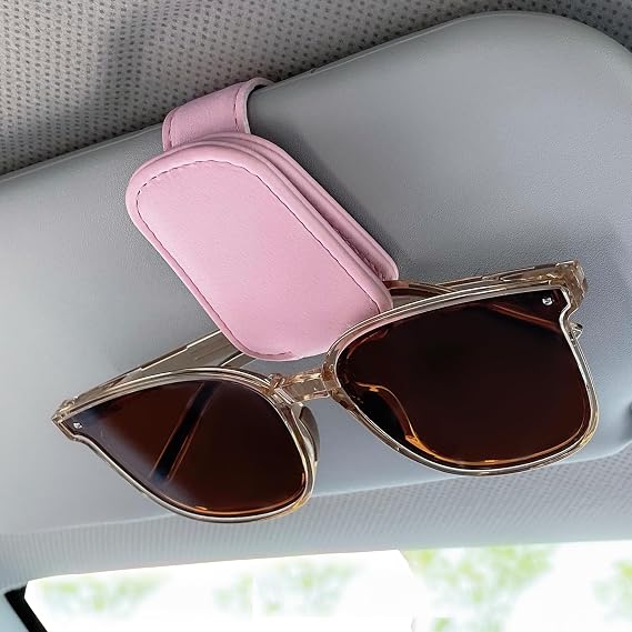 Sunglass Holder for Car, Visor Sunglasses Holder Clip Magnetic Leather