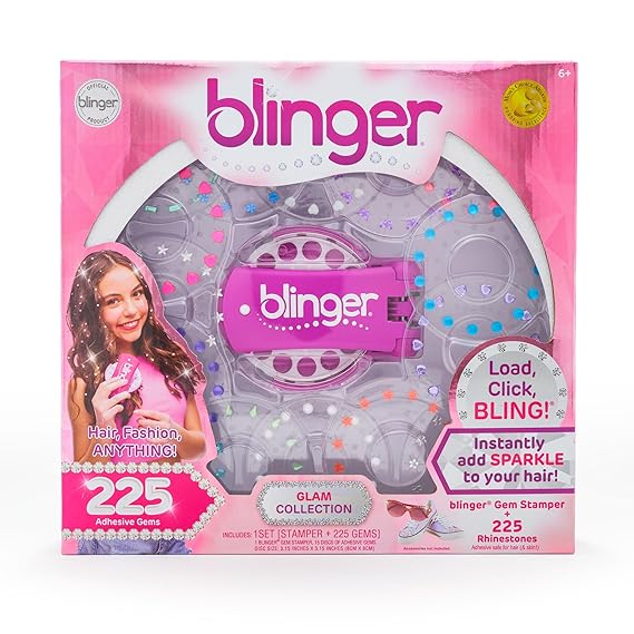 Blinger Ultimate Set, Glam Collection,  with Glam Styling Tool & 225 Gems - Load, Click, Bling! Hair, Fashion, Anything!