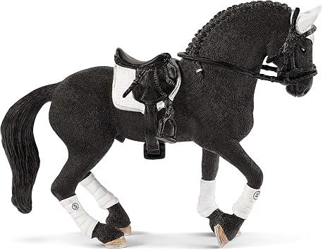 Schleich Horse Club - 4-Piece Tournament Riding Stallion Playset - Realistic Black Horse Figurine with Riding Accessories for Girls and Boys - Screen-Free, Imaginative Play for Kids 5+ | 42457