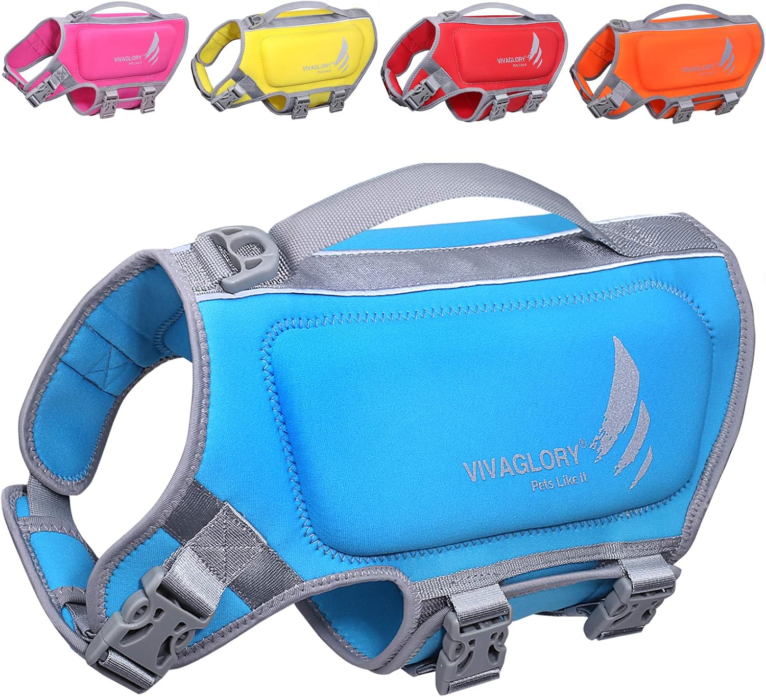 VIVAGLORY High Buoyancy Dog Life Vest, Swimming Vest with Handle, Dog Life Jacket for Swimming & Boating, Buoyancy for Puppy Doggy, XS, Blue