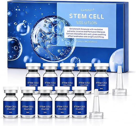 Stem Cell Serum for Microneedling, Stem Cell Serum Ampoule 5ml*10Vials | Anti Aging Serum for Women Mature Skin, Skin Booster Kit without Micro Needling, Deep Hydration, Firming, Wrinkle Care