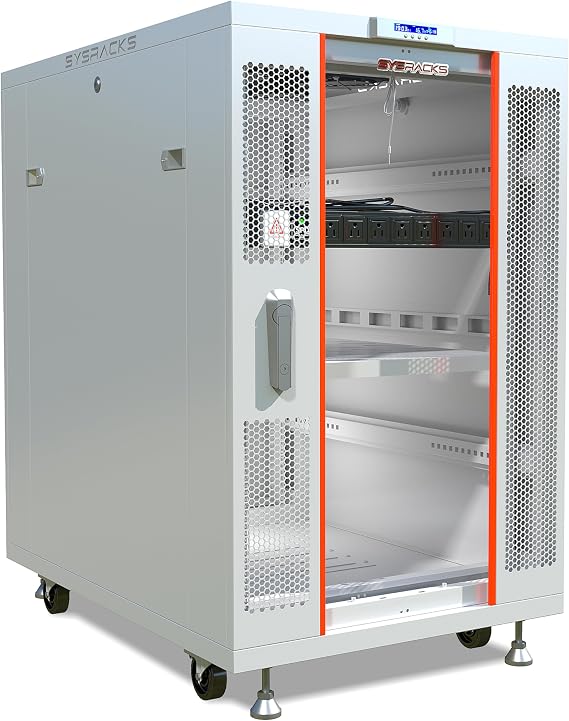 Sysracks 22U Server Rack Cabinet, 35" Deep, Glass Door, 19-Inch