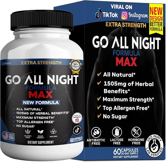 Go All Night Max Formula, Extra Strength Maca Root Complex, 60 Capsules, Vegan, Gluten Free (1)