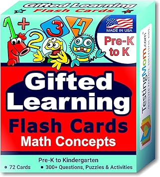 Gifted Learning Flash Cards Math Concepts for Pre-K to Kindergarten Addition, Subtraction, Counting, More for CogAT, Iowa Test, NNAT, OLSAT, NYC Gifted and Talented