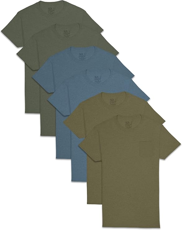 Fruit of The Loom Mens Pocket Tee Undershirts, Moisture Wicking & Tag Free, Short Sleeve Pocket T-Shirts
