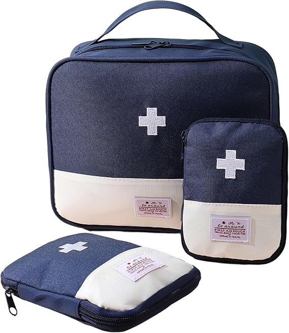 ViEinkaufen 3 Pcs Blue First Aid Bag Empty
