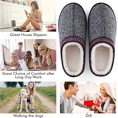 House Bedroom Slippers for Women Indoor and Outdoor with Fuzzy Lining Memory FoamLight Black,910