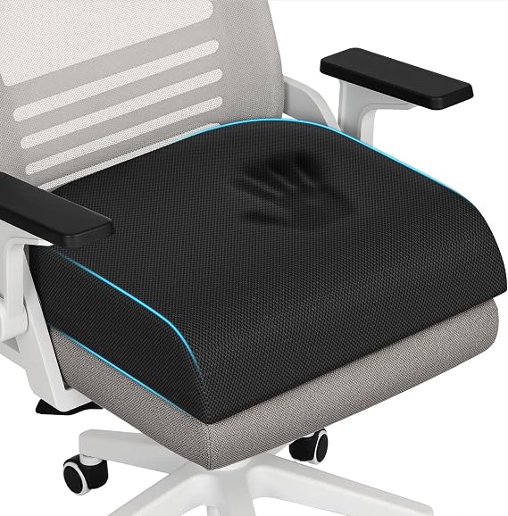 TranquilRelax 2XL Memory Foam Seat Cushion for Office Chair, Black