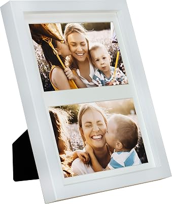 BD ART 17x23 cm 7x9-Inch - 2 Aperture White Collage Picture Frame with Mat for 2 Photos 4x6-Inch