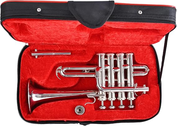 SHREYAS Bb/A Silver Nickel Piccolo Trumpet With Free Case+Mouthpiece