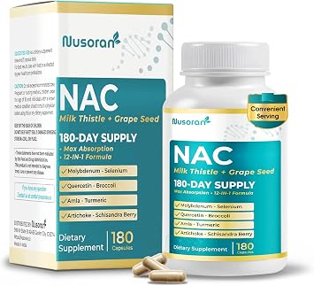 Ultra NAC - 12-in-1 with Milk Thistle, Grape Seed, Quercetin, Turmeric Max Absorption - Non-GMO, Gluten-Free, Lab Tested (180 Count (Pack of 1))