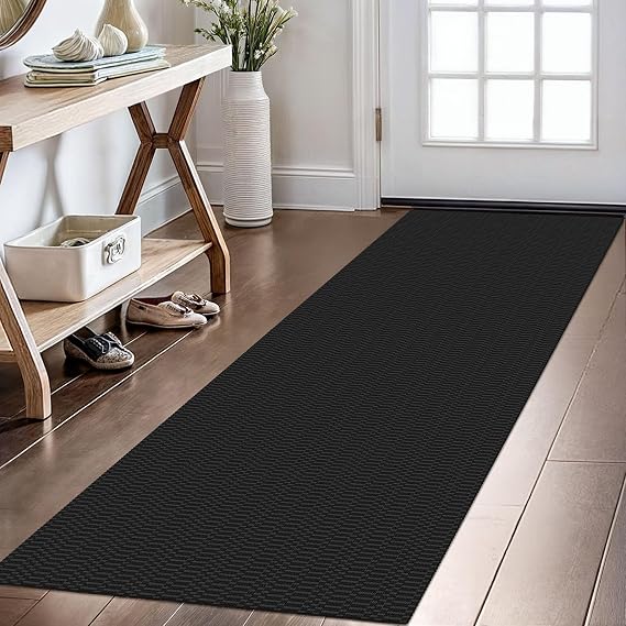 KOZYFLY 2x6 Runner Rug, Washable Non Slip Kitchen Hallway Rug, Black/Grey