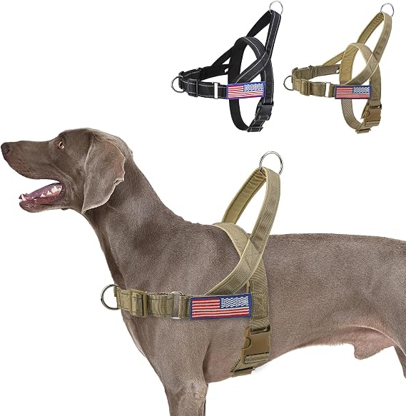 BINGPET No Pull Dog Harness for Large Dogs | Escape-Proof & No-Choke | Soft Padded Vest with Handle & Reflective Front Clip | Quick-Fit for Training, Hiking & Daily Walks | Brown, L