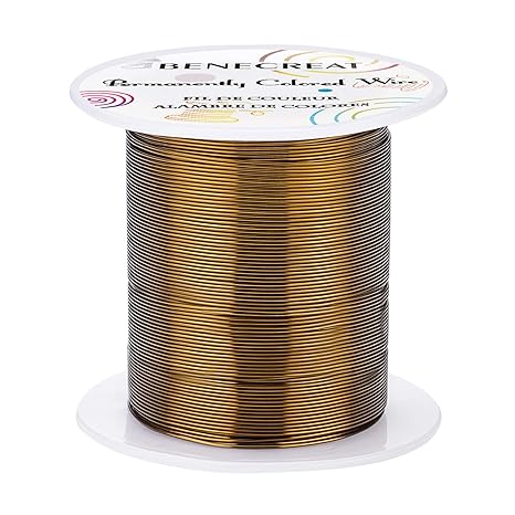 BENECREAT 22 Gauge 55 Yards Jewelry Beading Wire Tarnish Resistant Copper Wire for Beading Wrapping and Other Jewelry Craft Making, Antique Bronze