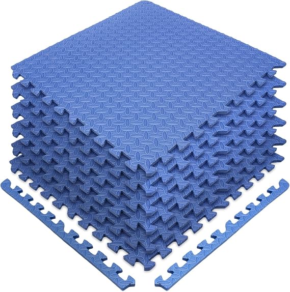 Sivan Health and Fitness Puzzle Exercise Mat EVA Foam Interlocking TilesProtective Flooring for Gym, Garage Flooring, Playroom, Workshop, Basement, and More (Blue)