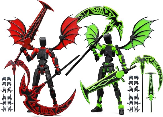 2Pcs T13 Action Figure, Dummy 13 3D Printed Poseable Robot, Pre-Assembled