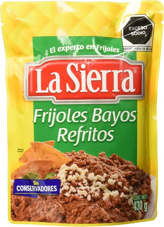 La Sierra - "Bayos" refried beans ready to heat and serve. Prepare delicious "enfrijoladas" or use as "side dish". The most traditional mexican beans recipe. 430g bag
