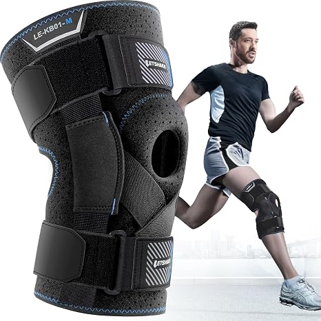 LETSHAKE Hinged Knee Brace with Side Stabilizers for Pain Relief, Medium