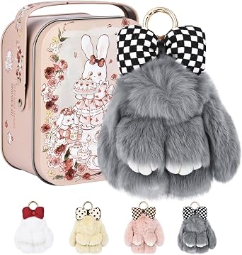 Bunny Keychain with Tin Box, Cute Keychain Gift, Soft Bunny Keychain Accessories for Women
