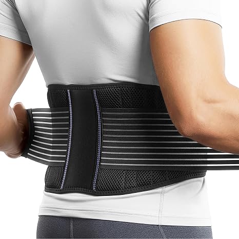 BraceUP Back Support Belt for Men and Women - Breathable Waist Lumbar Support Lower Back Brace for Sciatica, Herniated Disc, Scoliosis Lower Back Pain Relief (L/XL 90-110 cm)