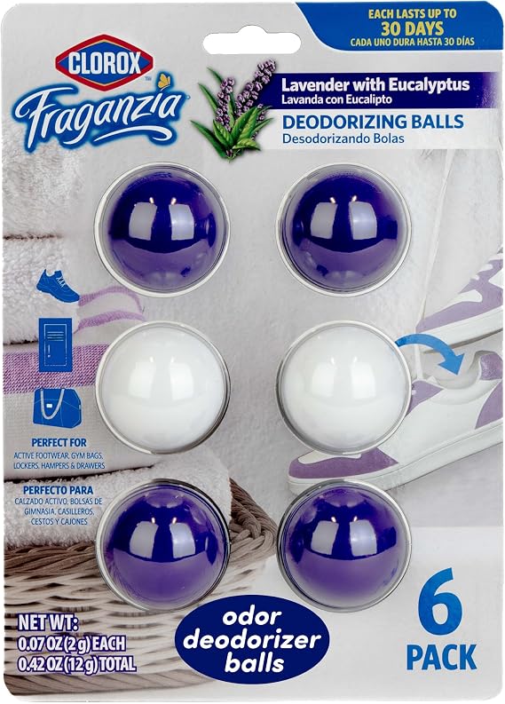 Clorox Fraganzia Deodorizing Balls, Lavender & Eucalyptus, 6 Count