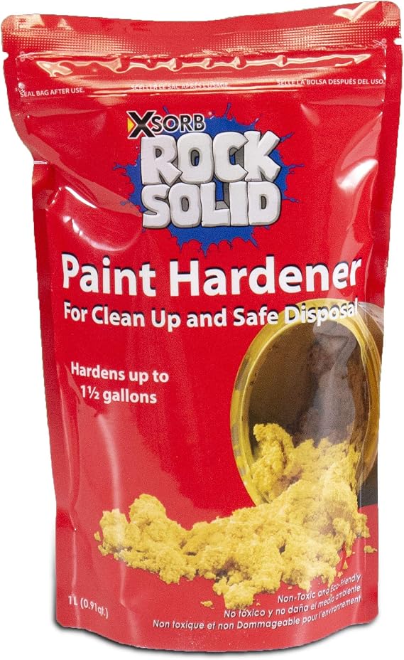 Rock Solid Paint Hardener 1 Liter Bag - 8 ounces for drying, hardening and solidification of paint for disposal