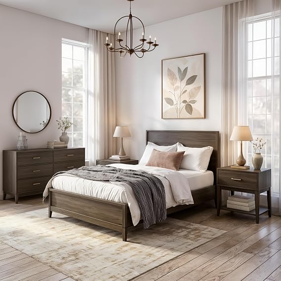Plank+Beam Contempo Single Bed (Full), Panel Headboard, Clay