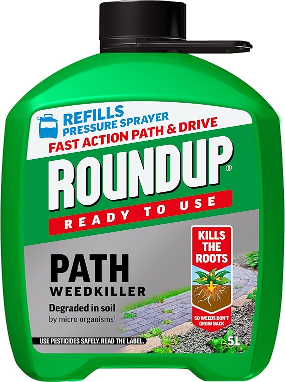 Roundup Path Weedkiller, Ready to Use, Refill for Pressure Sprayer, 5 Litre