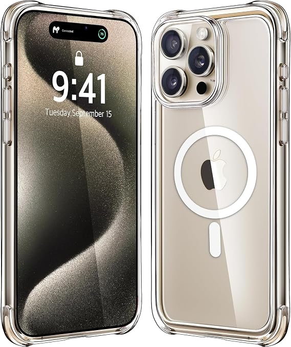 Mkeke Magnetic Designed for iPhone 15 Pro Case, Compatible with Magsafe, Yellowing Resistant, Military-Grade Drop Protection, Shockproof Phone Case for Apple iPhone 15 Pro 2023