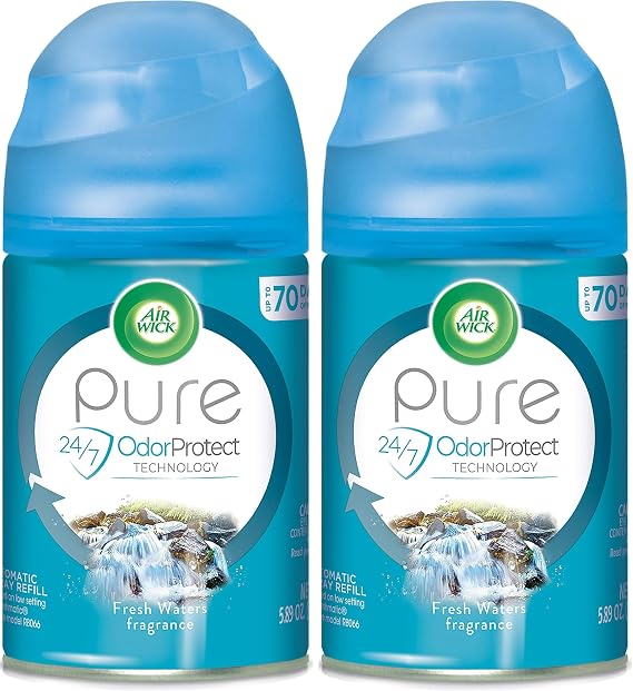 Air Wick Automatic Air Freshener Spray Refill, 1ct, Fresh Waters, Odor Neutralization, Essential Oils (Pack of 2)