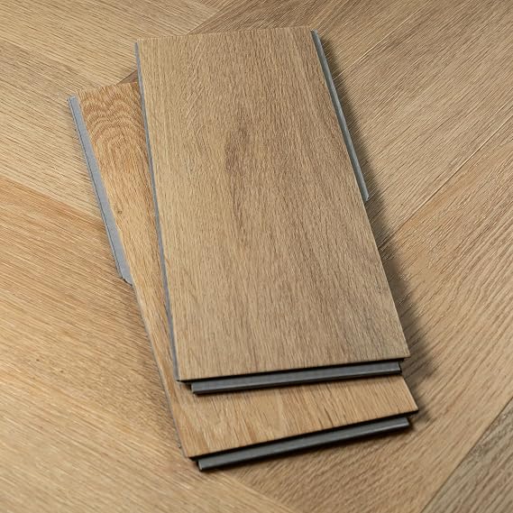 Flooret 12 Cut Sample Luxury Vinyl Plank Flooring | DIY Click Installation, 40 Mil Wear Layer, Waterproof and Scratch Resistant LVP | Nakan Herringbone