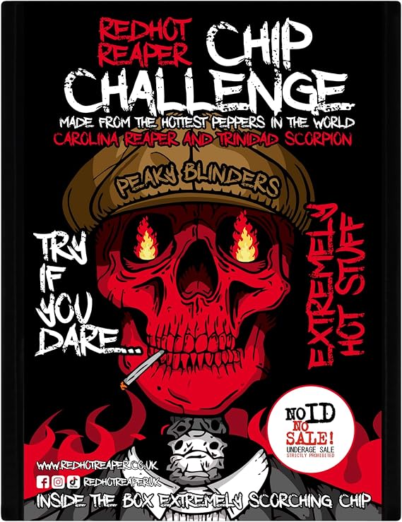 Red Hot Reaper – Challenge Hottest Chip – Peaky Blinders Carolina Reaper Spicy Challenge - Stupidly Spicy Hot Chip