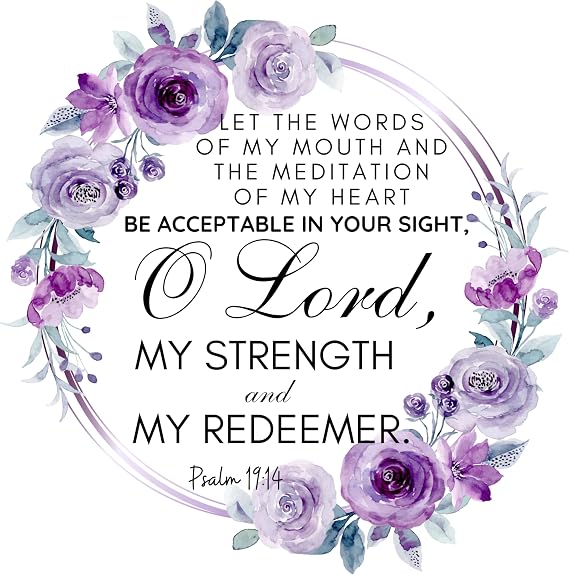 Fabric Panel 16"x16" Bible Verse 100% Cotton Quilt Square Panel Psalm 19:14 AM346