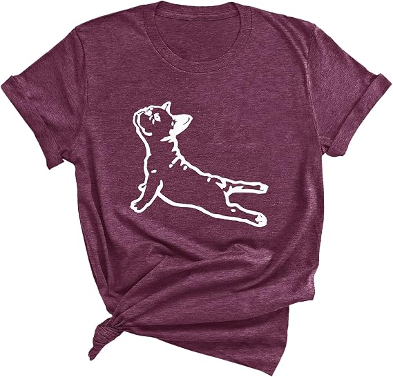 Doga French Bulldog Dog Yoga Pose Unisex Graphic T-Shirt