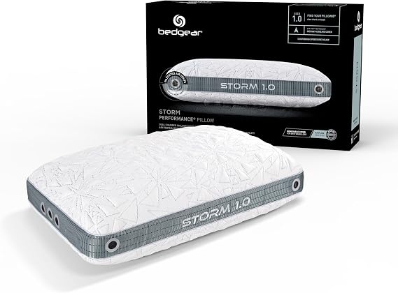 Bedgear Storm Performance Pillow 1.0 - Cooling Bed Pillow for Hot Sleepers - Medium Firmness Pillow for All Sleep Positions, Washable & Removable Cover - 20" W x 26" L x 5.25" H