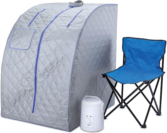 Durasage Lightweight Portable Personal Steam Sauna Spa for Home Use Full Body Foldable Tent with 60-Min Timer, 800W Steam Generator, Chair Included for Detox and Relaxation