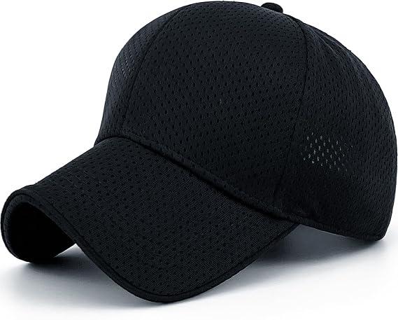 Full Mesh Breathable Golf/Running Hat Structured Baseball Cap | Quick Dry/Comfortable, Men/Women, Fishing/Hiking/Camping, Sun Protection, 5 Colors, 2 Brim Options